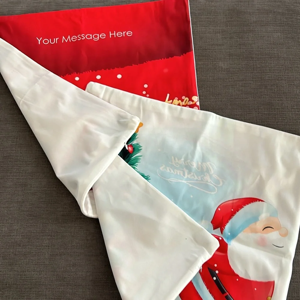 2 Christmas Pillow cases - defect misprint message NEW